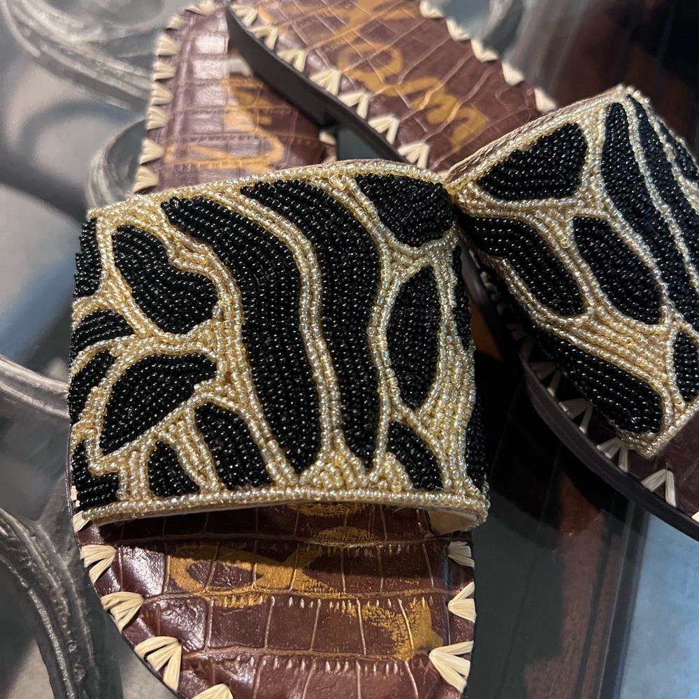 Sam Edelman sandals beautiful zebra beads detail used gently true to size - Picture 12 of 17